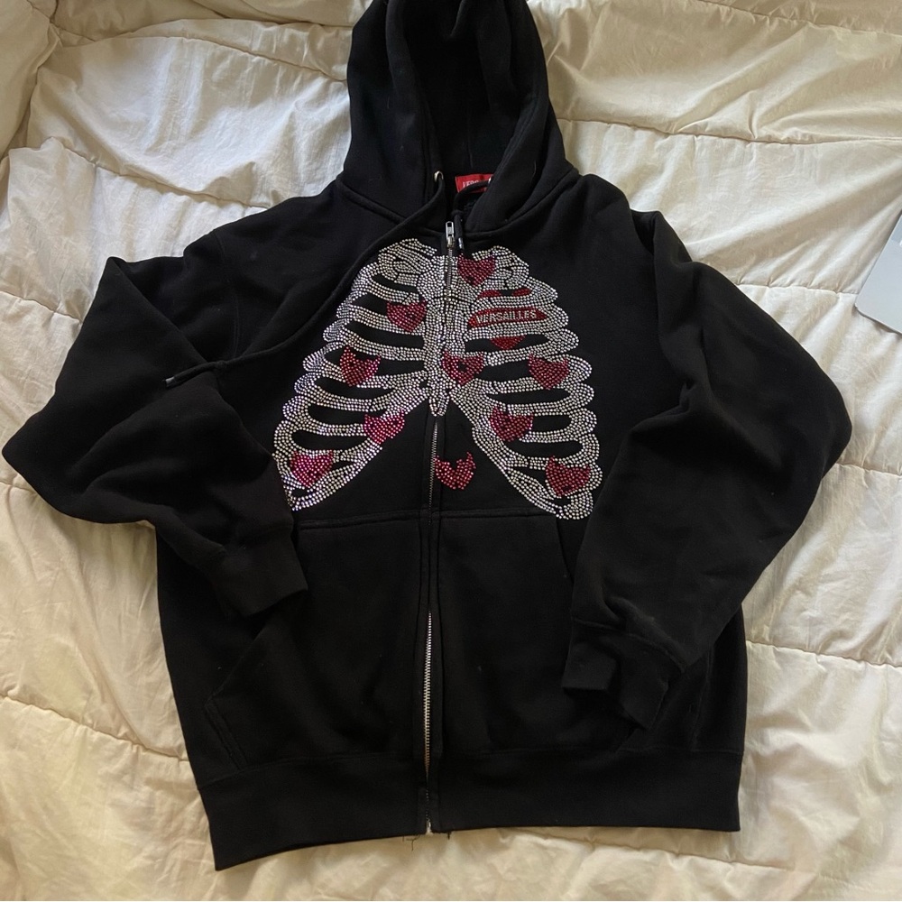 Versailles Rhinestone Rib Cage Zip-Up V3